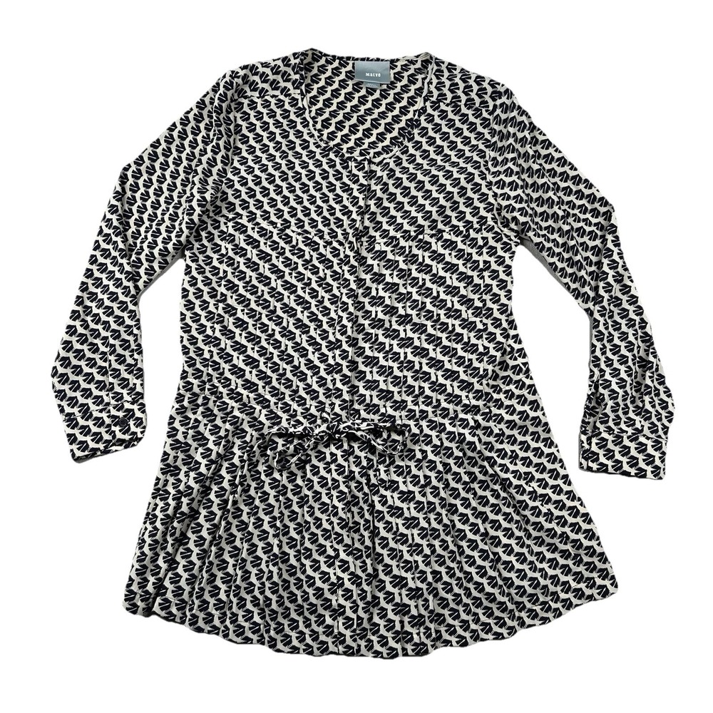 Maeve Black and White Mini Dress with Tie Waist